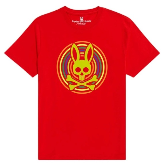 Psycho Bunny Signature Short Sleeve T Shirt Puma Cotton in Red - Picture 2 of 6